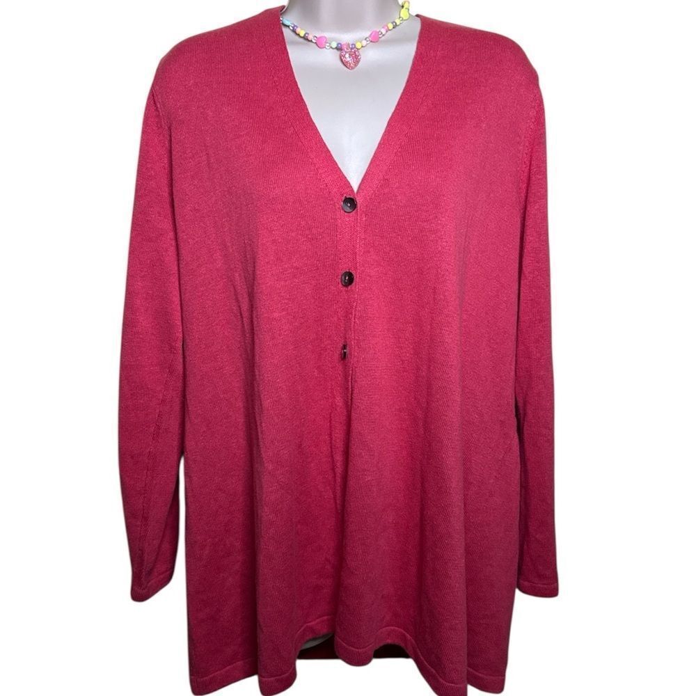 J. Jill V-Neck Button Cardigan - Rich Red